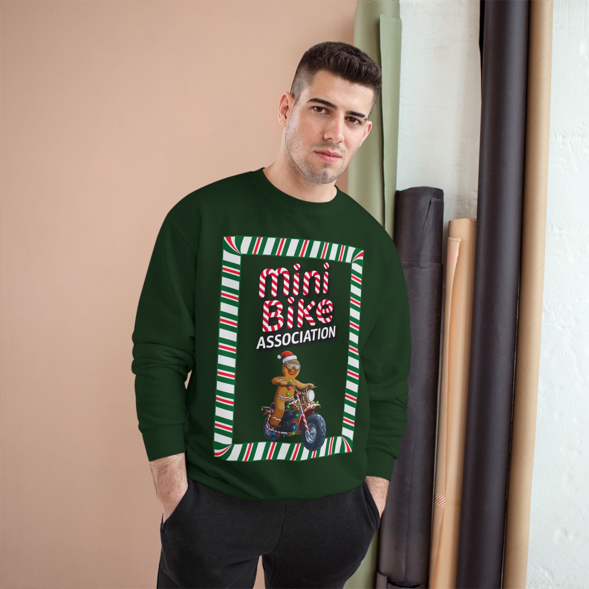 MBA Gingerbread Man in Candy Cane Frame Crewneck