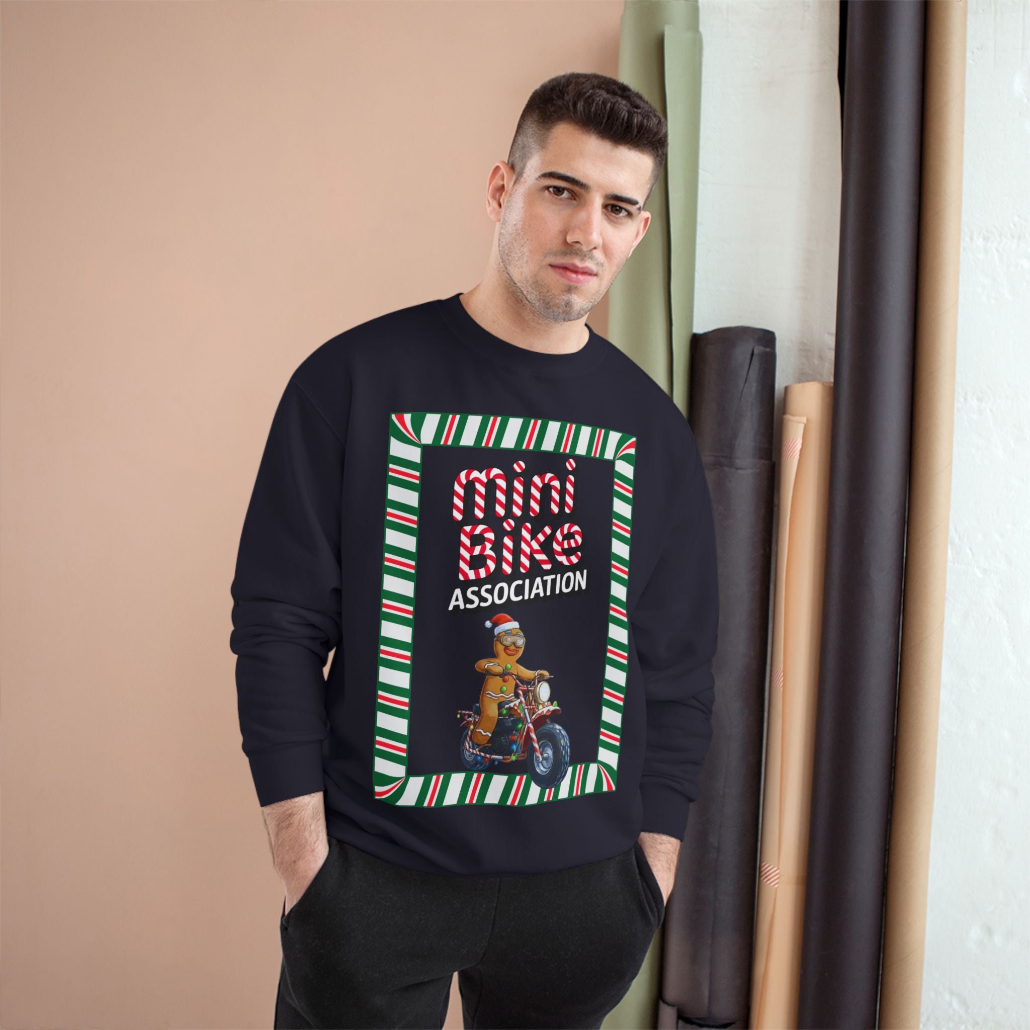MBA Gingerbread Man in Candy Cane Frame Crewneck
