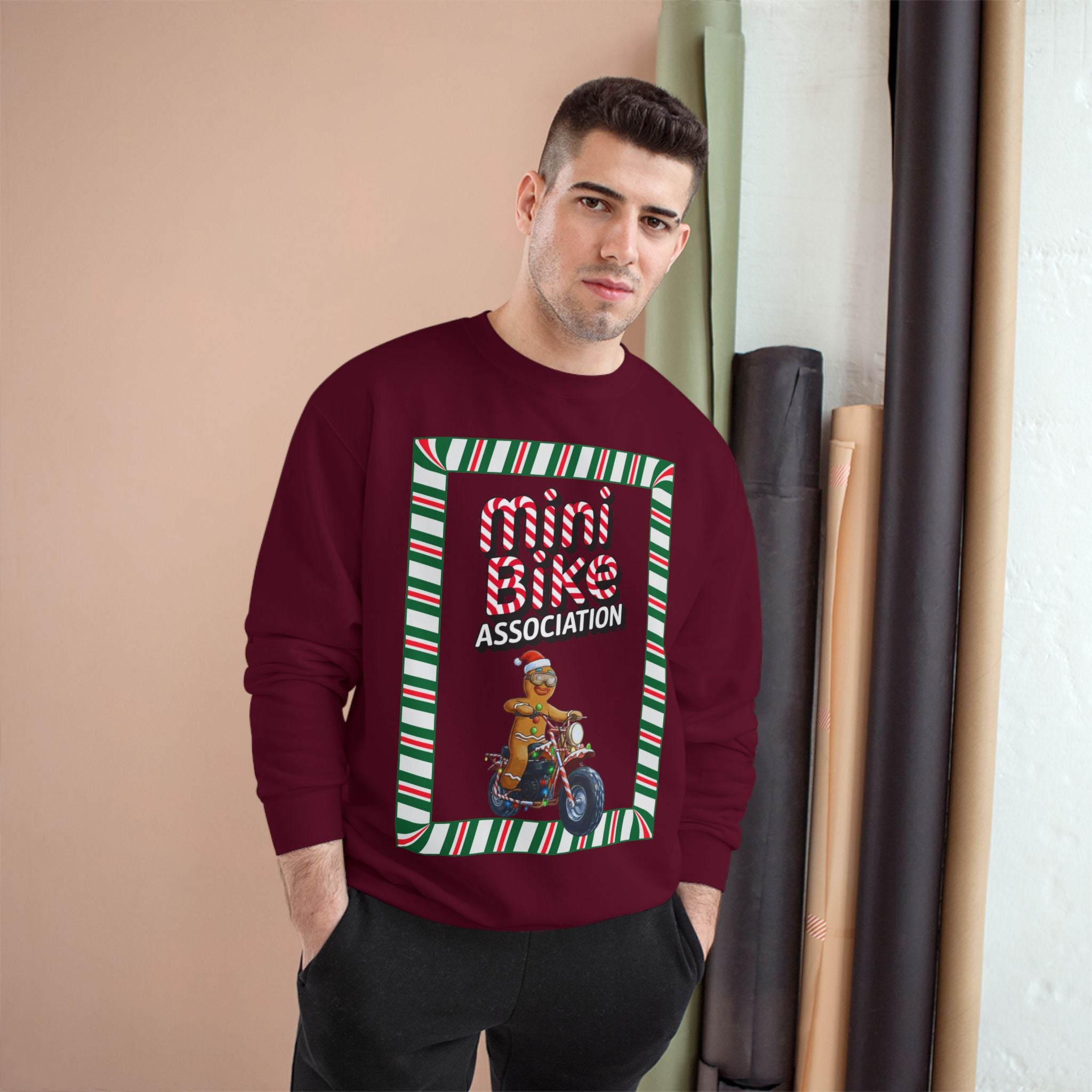 MBA Gingerbread Man in Candy Cane Frame Crewneck