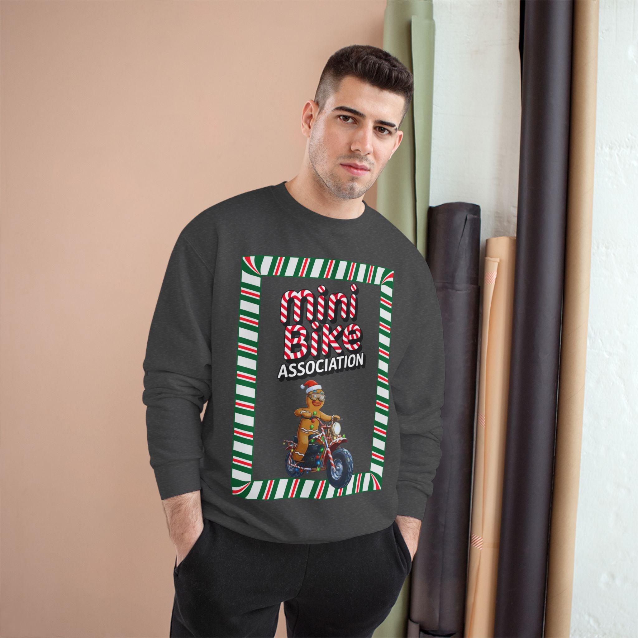 MBA Gingerbread Man in Candy Cane Frame Crewneck