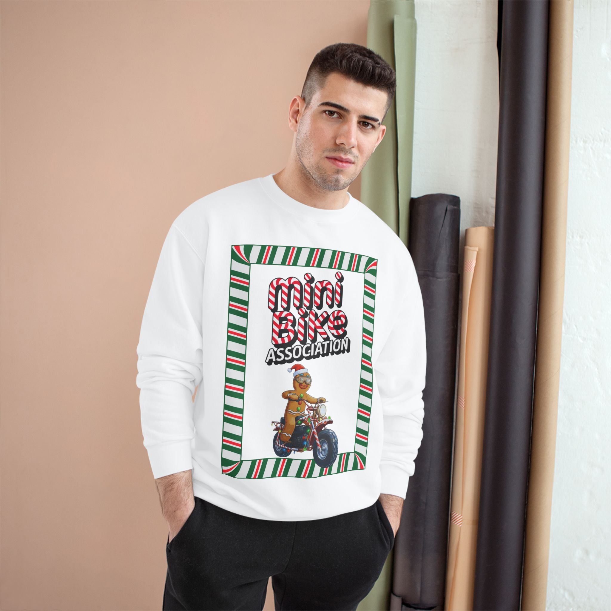 MBA Gingerbread Man in Candy Cane Frame Crewneck